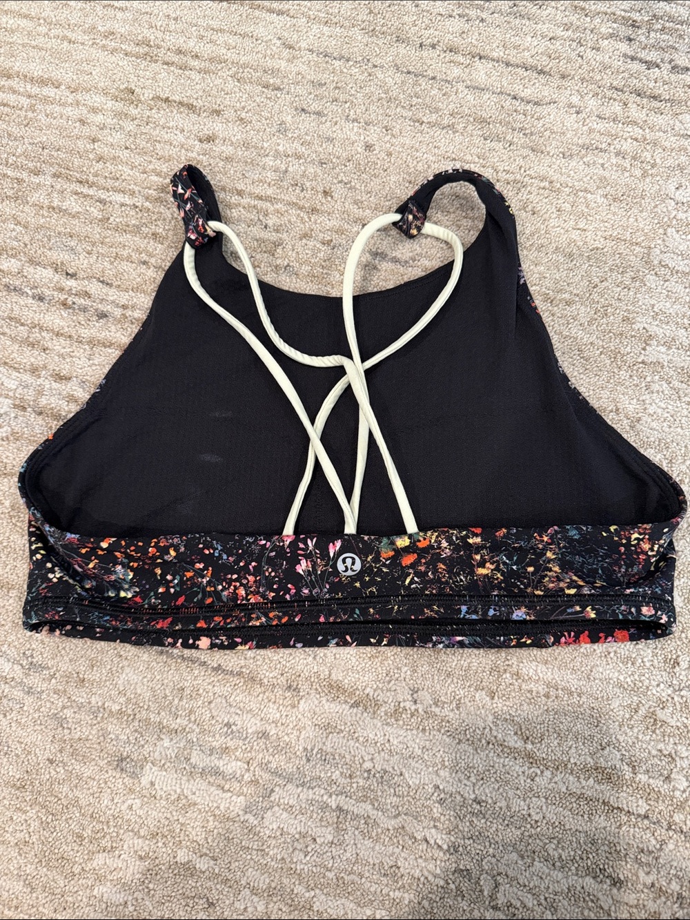 Lululemon Black Multicolor Floral Criss Cross Sports Bra